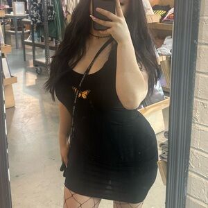 SHEIN Black Mini Dress with Butterfly Detail